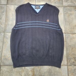 Vintage Y2K Tommy Hilfiger Men's XL Ribbed Embroidered Preppy Sweater Vest
